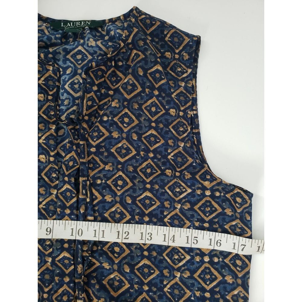 Lauren Ralph Lauren Sleeveless Shell Tank Top Blouse Tie Front Sz PXS Geometric - Picture 5 of 7